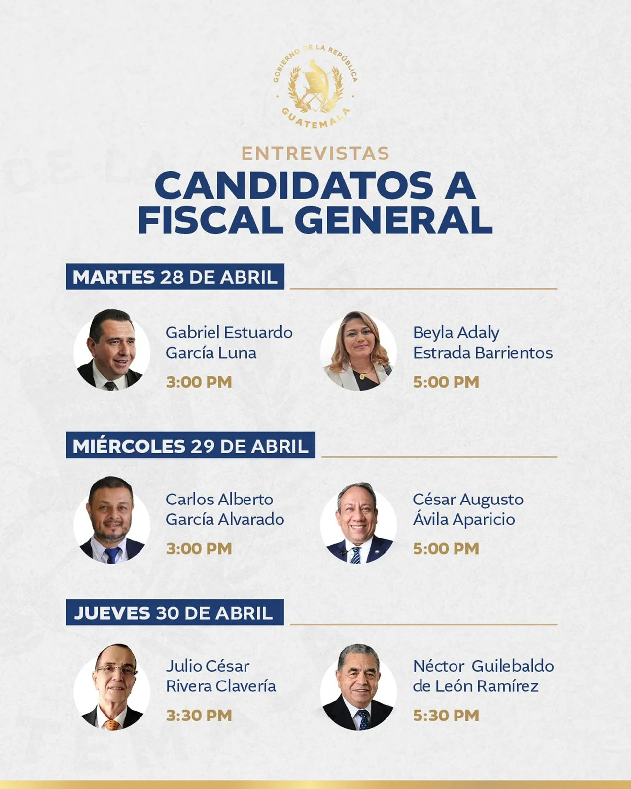 Candidatos a Fiscal General. Foto La Hora: Gobierno.