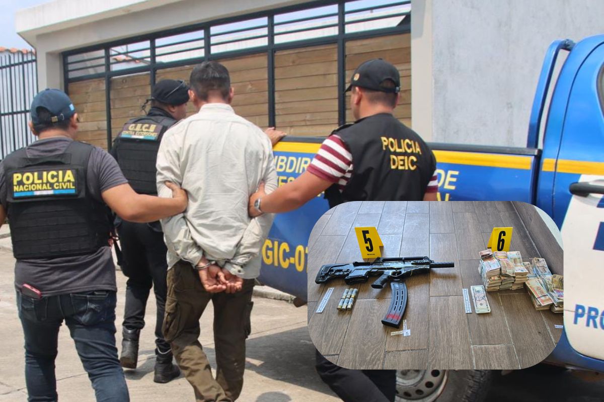 Hombre es capturado con más de Q180 mil en efectivo y cuatro armas de fuego