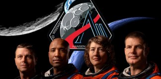 Los cuatro astronautas del Artemis II, quienes viajaron a la órbita lunar después de más de 50 años del último viaje tripulado. Foto La Hora: Alejandro Ramírez