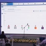 Fotografía que muestra la trasmisión de los escrutinios en la sede de la Oficina Nacional de Procesos Electorales (ONPE) este domingo, en Lima (Perú)