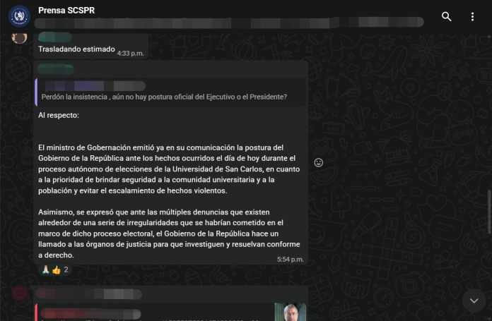 Grupo de Whatsapp de la SCSP para medio de comunicación.