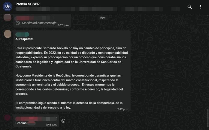 Grupo de Whatsapp de la SCSP para medio de comunicación.