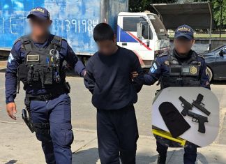 Presunto sicario de la mara Salvatrucha alias "La Princesa" capturado en Amatitlán. Foto La Hora: PNC