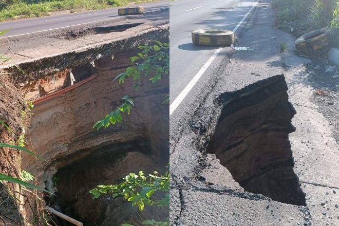 CIV cierra paso en el km 109 de Ca-2 occidente por socavamiento y trabajos de reparación.