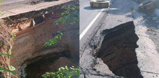 CIV cierra paso en el km 109 de Ca-2 occidente por socavamiento y trabajos de reparación.