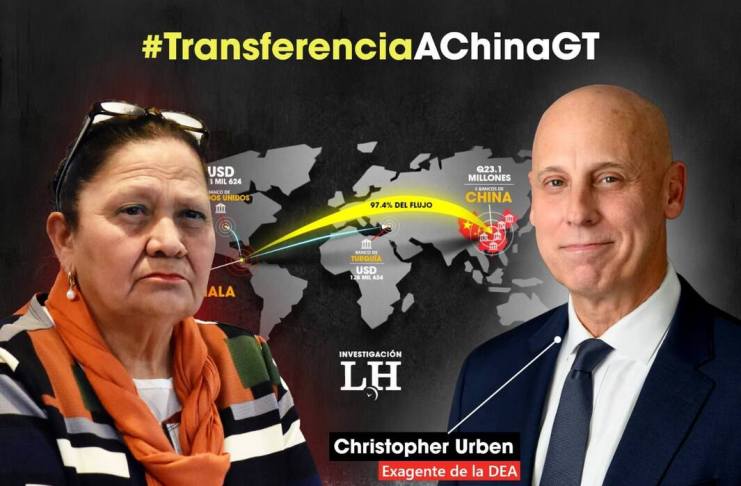 La fiscal general María Consuelo Porras y el exagente de la DEA Christopher Urben, quien reveló cómo opera la mafia china en el mundo. Diseño: La Hora.