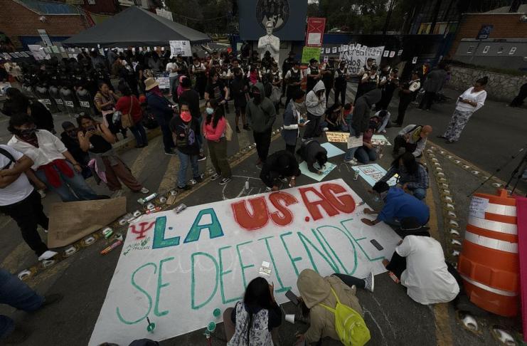 El movimiento Landivariano mostró su respaldo a la Usac debido a la crisis que se vive ante la reelección de Walter Mazariegos como rector. Foto La Hora: José Orozco