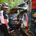 Al menos 10 heridos y un fallecido tras accidente de tránsito en el km 49 de la ruta Palín, Escuintla. Foto: CVB