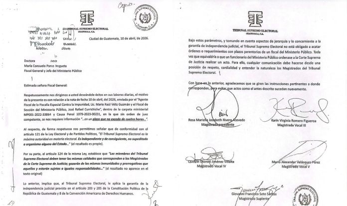Carta remitida al MP sobre acatar ordenes de envío de informe sobre la cancelación del partido Movimiento Semilla. Foto La Hora