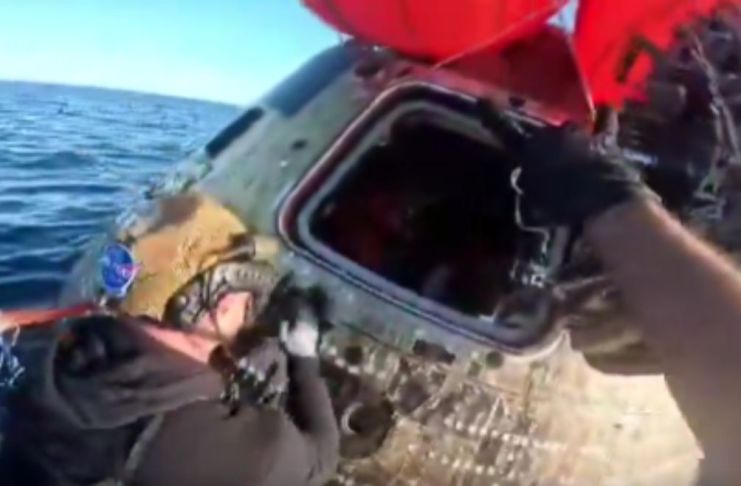 Los cuatro integrantes de la tripulación fueron puestos a salvo por la Marina de los Estados Unidos tras el retorno de la misión. Foto La Hora: captura de pantalla Reid Wiseman/X