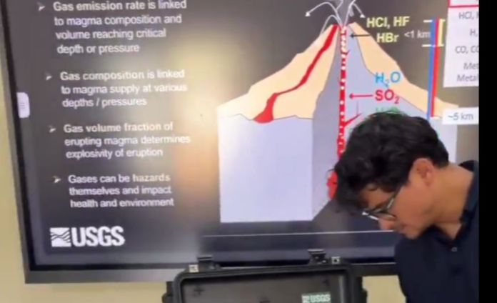 Nuevo sensor en el volcán Santiaguito permitirá predecir cambios en la actividad magmática. Foto La Hora: captura de pantalla Insivumeh