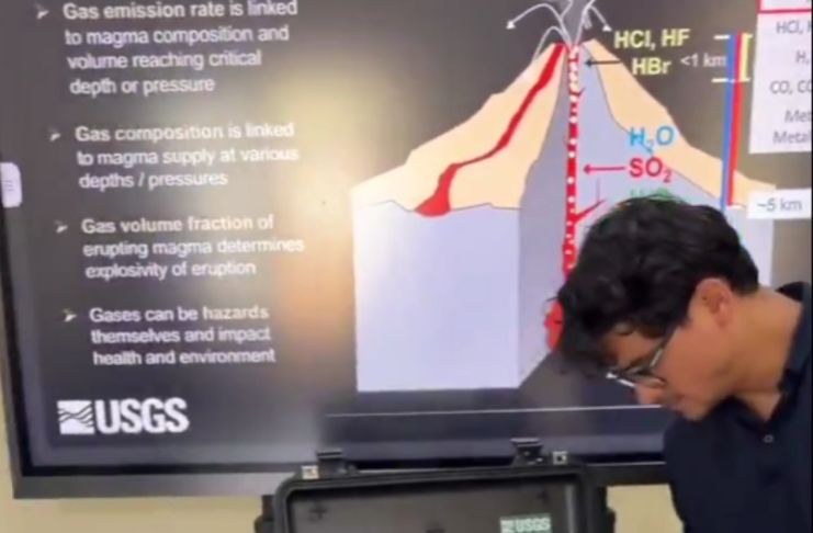 Nuevo sensor en el volcán Santiaguito permitirá predecir cambios en la actividad magmática. Foto La Hora: captura de pantalla Insivumeh