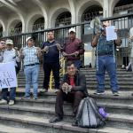 La manifestación es para pedir la liberación de Luis Pacheco y Héctor Chaclán, autoridades de los 48 cantones de Totonicapán. Foto La Hora: José Orozco