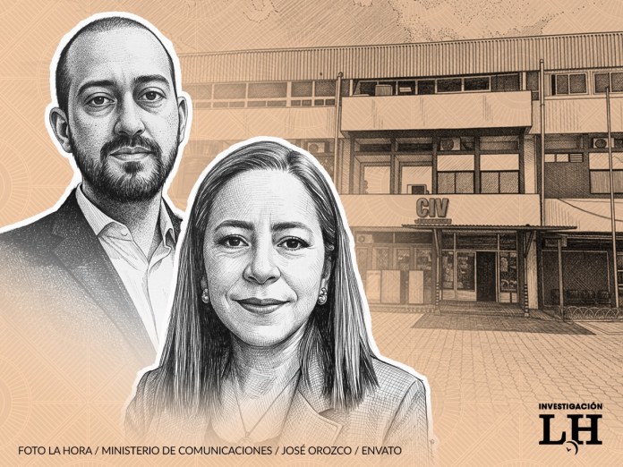 Aunque firmaron contratos en los que se indica que brindarían servicios sin relación laboral, la ministra Norma Zea y el viceministro Pedro Martinez demandaron al CIV y exigen prestaciones e indemnización. Arte: La Hora/Roberto Altán.