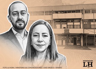Aunque firmaron contratos en los que se indica que brindarían servicios sin relación laboral, la ministra Norma Zea y el viceministro Pedro Martinez demandaron al CIV y exigen prestaciones e indemnización. Arte: La Hora/Roberto Altán.