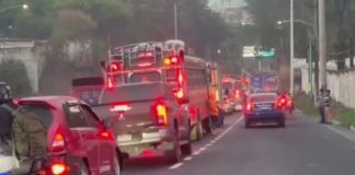 La PMT de Villa Nueva informó que la fila de vehículos está sobrepasando el kilómetro 21 de la CA-9 con dirección a la capital. Foto La Hora: captura de pantalla PMT de Villa Nueva