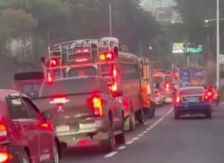 La PMT de Villa Nueva informó que la fila de vehículos está sobrepasando el kilómetro 21 de la CA-9 con dirección a la capital. Foto La Hora: captura de pantalla PMT de Villa Nueva