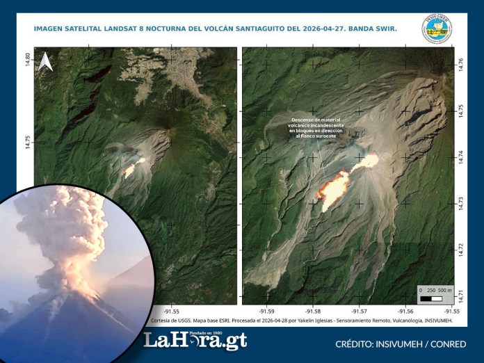 La madrugada de este 28 de abril, el volcán Santiaguito entró en fase eruptiva y ha hecho que entidades tomen precauciones.