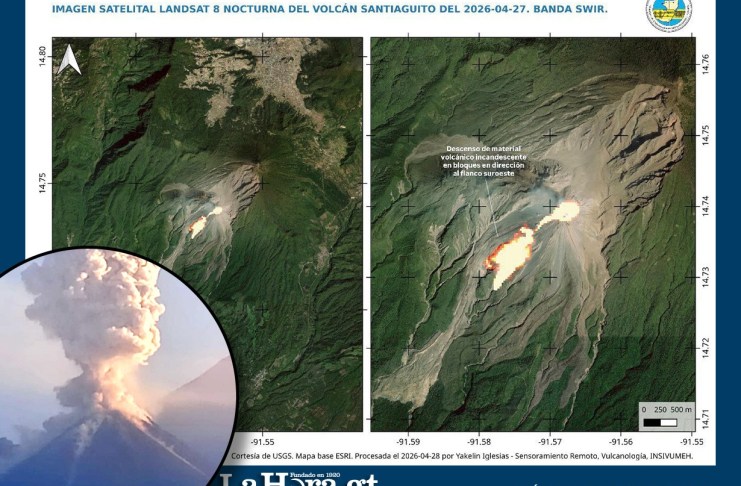 La madrugada de este 28 de abril, el volcán Santiaguito entró en fase eruptiva y ha hecho que entidades tomen precauciones.