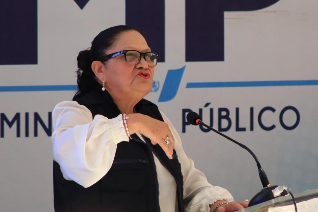 La Fiscal General, Consuelo Porras, durante la presentación de su último informe. Foto La Hora: Daniel Ramírez