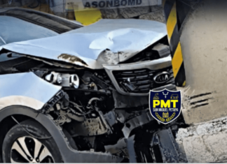 Piloto en estado de ebriedad impacta contra paso a desnivel de Villa Hermosa, San Miguel Petapa. Foto: PMT San Miguel Petapa.