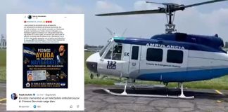Bukele envía helicóptero ambulancia para trasladar a salvadoreño baleado en Guatemala. Foto La Hora: Ministerio de Salud de El Salvador.