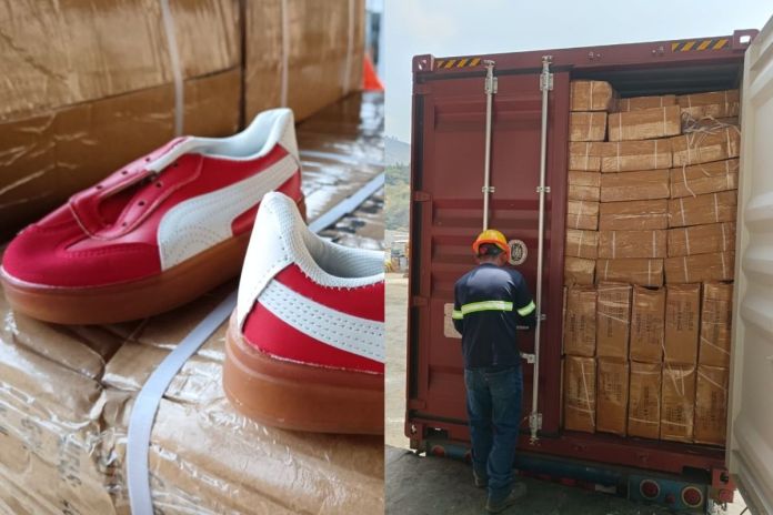Más de 6 mil prendas y tenis son destruidos por falsificación de marcas registradas. Foto La Hora: MP.