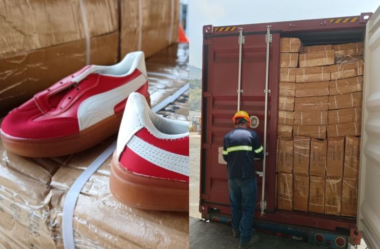 Más de 6 mil prendas y tenis son destruidos por falsificación de marcas registradas. Foto La Hora: MP.