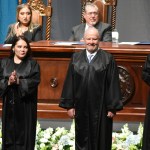 Tres de los magistrados titulares de la CC (de izquierda a derecha): Julia Rivera, Roberto Molina Barreto y Dina Ochoa. Foto La Hora: José Oroco.