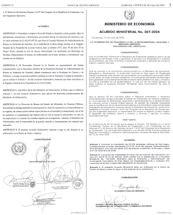 Acuerdo gubernativo de Finanzas 78-2026