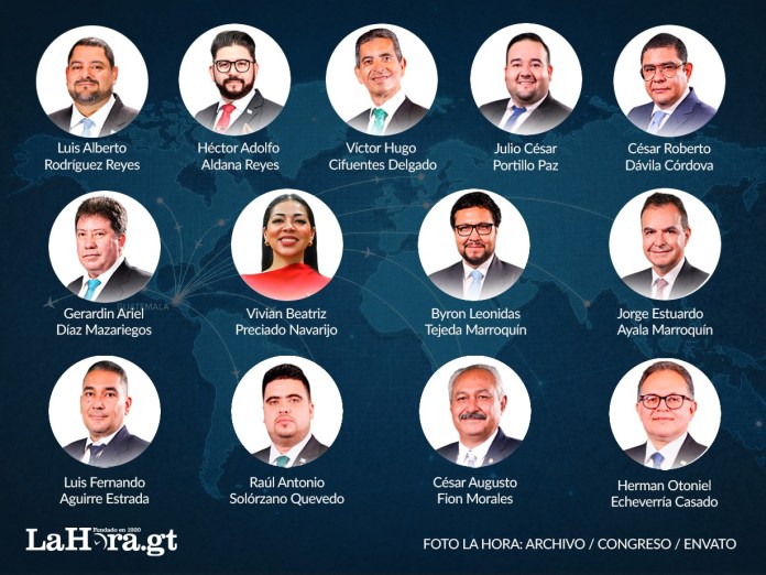 Los 13 diputados que gastaron en viáticos el equivalente a 65 salarios mínimos en 18 días. Diseño La Hora: Roberto Altán.