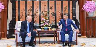 El presidente de los Estados Unidos, Donald J. Trump (i), junto al presidente chino, Xi Jinping (d), en Zhongnanhai, Pekín.