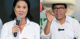 Combo de fotografías de archivo que muestra a los candidatos a la segunda vuelta presidencial en Perú, Keiko Fujimori (i) y Roberto Sánchez. Foto: La Hora/ EFE/Renato Pajuelo/Fernando Gimeno
