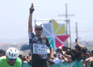 Kevin Castillo de Orgullo Paisa es el ganador de la tercera etapa de la Vuelta Bantrab 2026. Foto La Hora: Federación Deportiva Nacional de Ciclismo de Guatemala