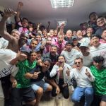 El equipo del Deportivo Mixco celebró su pase a la semifinal del torneo Clausura 2026 y Copa Centroamericana 2026. Foto La Hora: Neto Bran/FB
