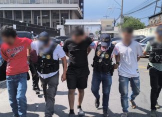 Caen tres presuntos pandilleros cuando recogían el cobro de extorsión en Palencia. Foto: PNC