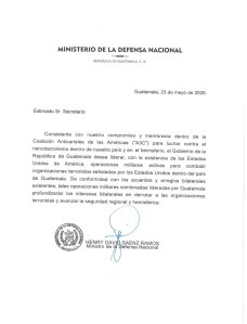Esta es la carta en la que se solicitó el apoyo a Estados Unidos.