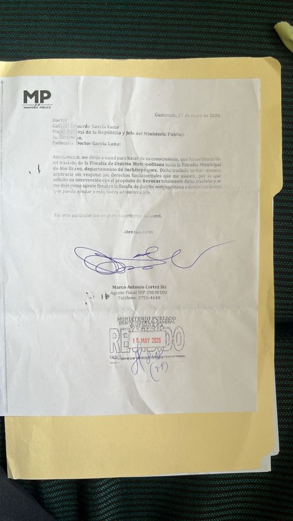 La carta enviada por Cortéz Sis a García Luna. Foto La Hora: Cortesía