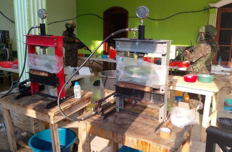 Narcolaboratorio desmantelado esta semana en Ayutla, San Marcos, tras intervención de las fuerzas de seguridad. Foto La Hora: Ejército de Guatemala