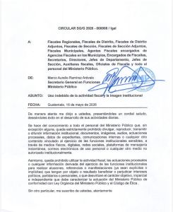 Este es el oficio enviado por el Secretario General del MP. 