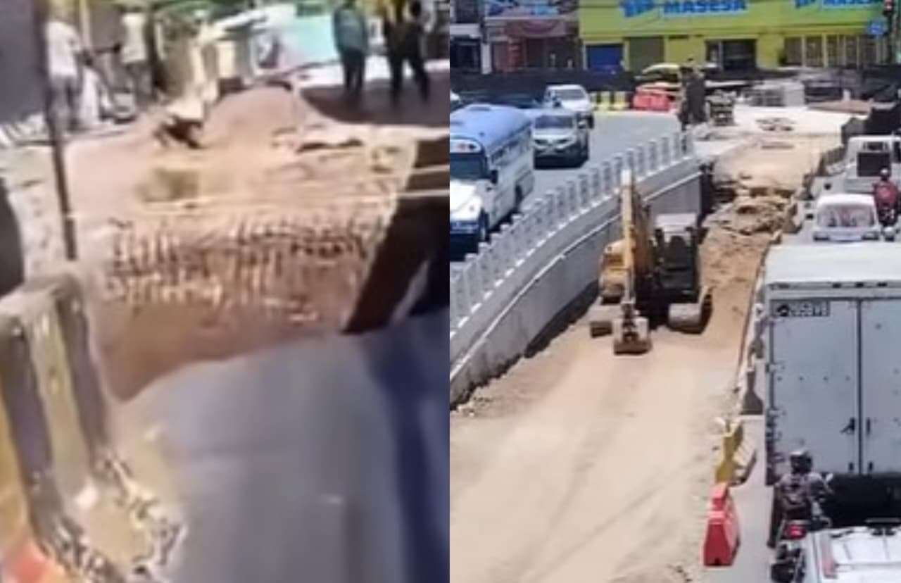 Debido al desprendimiento de tierra en la construcción del paso a desnivel, se cerró el paso vehicular.