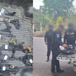 Un portavoz de la PNC informó que las armas encontradas a las diez personas fueron consignadas para investigar si se utilizaron en el enfrentamiento armado contra el Ejército la mañana del lunes 26 de mayo. Foto La Hora: PNC