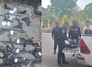 Un portavoz de la PNC informó que las armas encontradas a las diez personas fueron consignadas para investigar si se utilizaron en el enfrentamiento armado contra el Ejército la mañana del lunes 26 de mayo. Foto La Hora: PNC