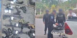 PNC investiga a 10 hombres armados tras tiroteo en Esquipulas y refuerza zona fronteriza Un portavoz de la PNC informó que las armas encontradas a las diez personas fueron consignadas para investigar si se utilizaron en el enfrentamiento armado contra el Ejército la mañana del lunes 26 de mayo. Foto La Hora: PNC