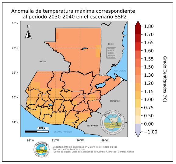 Según las proyecciones del Insivumeh, para la década comprendida de 2030 a 2040, se intensificarían las altas temperaturas en regiones como el Occidente y Franja Transversal del Norte.