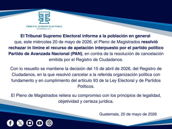 TSE comunicado PAN