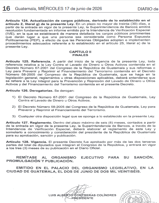 Decreto 15-2026. Foto La Hora: DCA