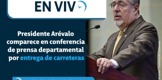 Retransmisión: Presidente Arévalo comparece en conferencia de prensa departamental por entrega de carreteras Foto La Hora: Roberto Altán