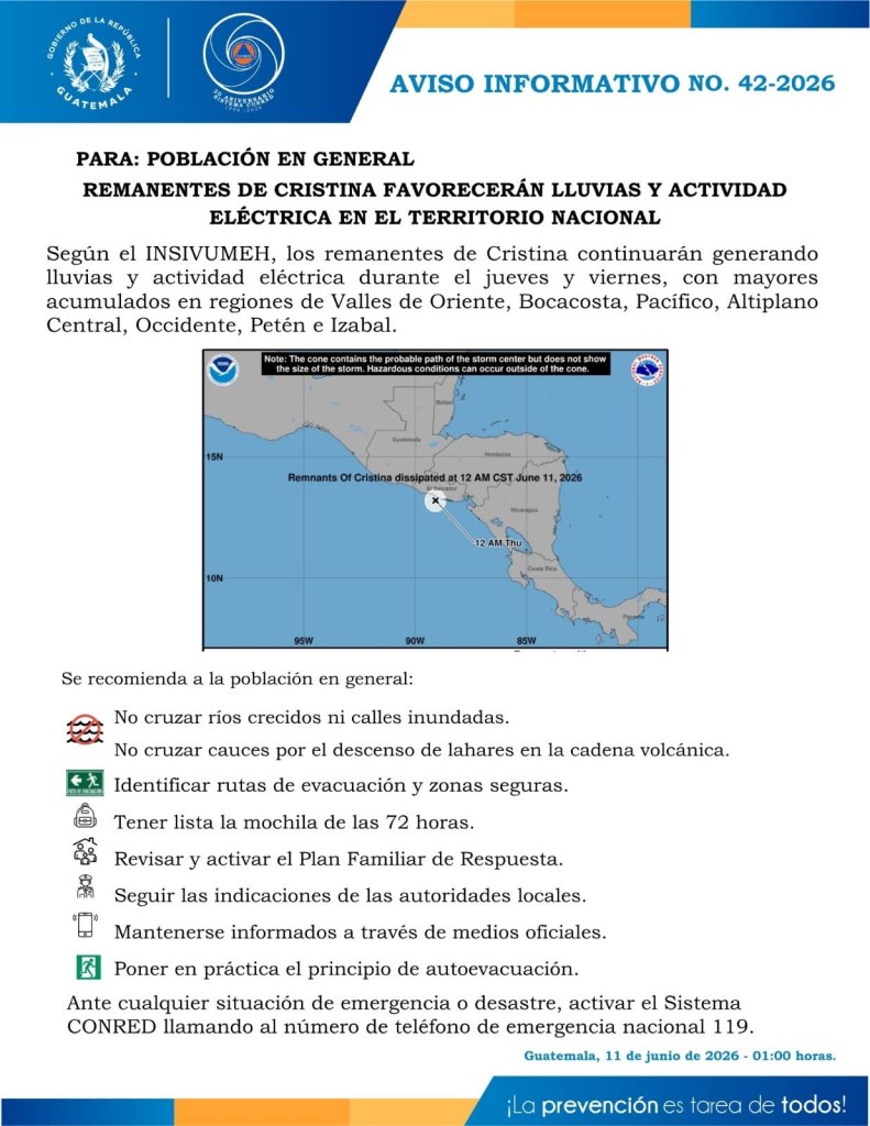 Insivumeh alerta por lluvias y alta saturación de 