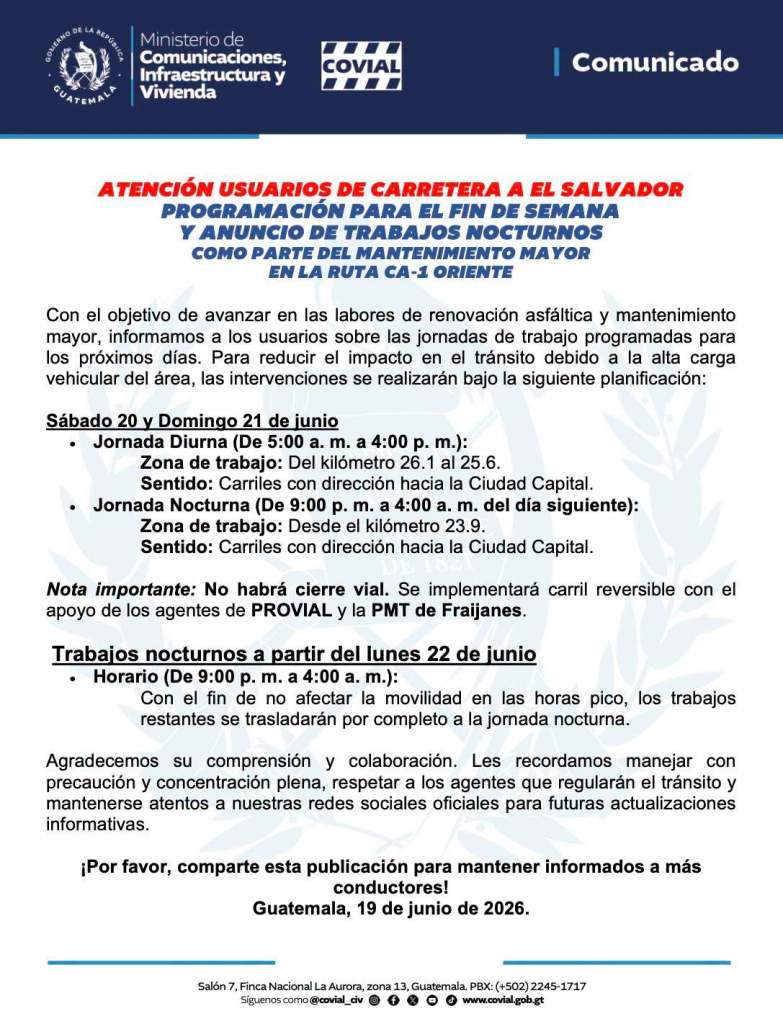 Comunicado de Covial